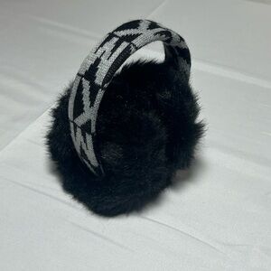 Michael Kors Black Furry Earmuffs with Logo Band